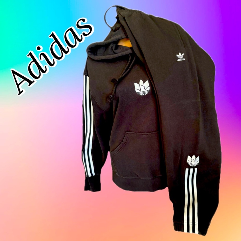 Adidas Black Tracksuit with White Stripes